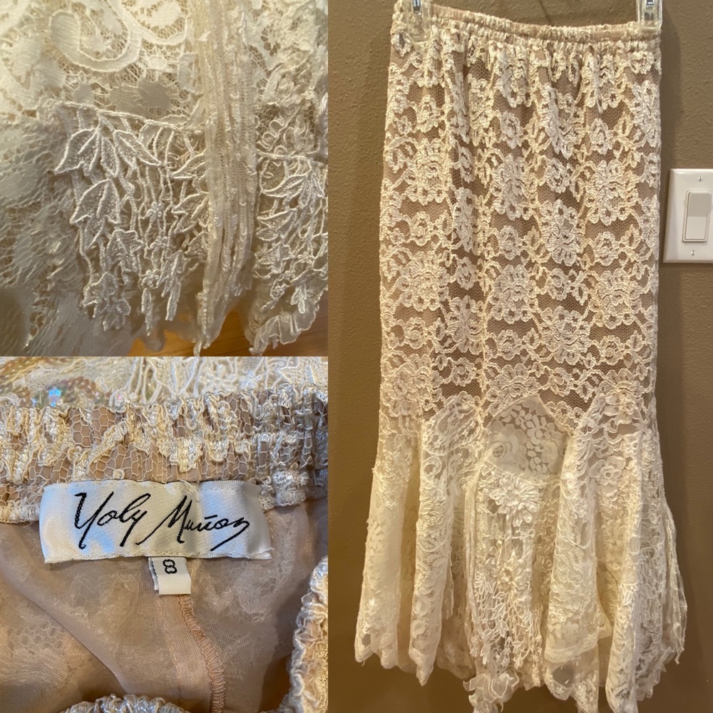 Beautiful Beaded lace white skirt